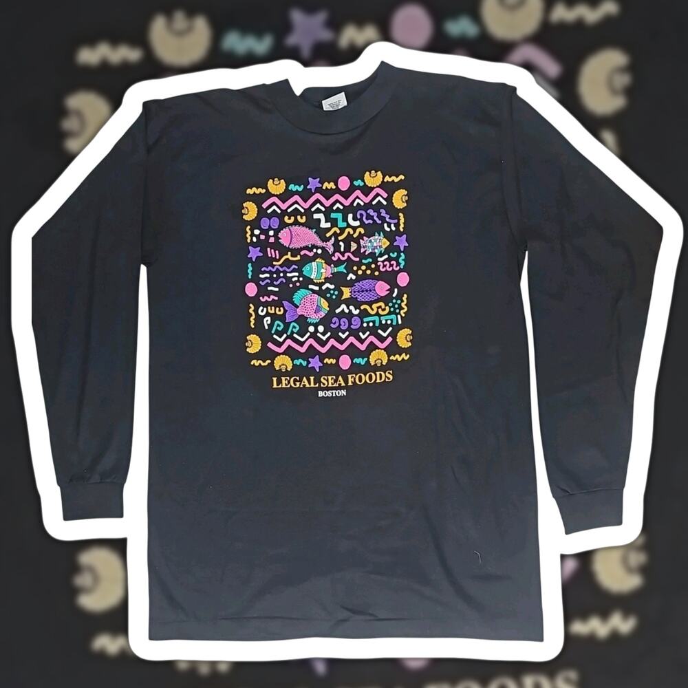 Vintage Alore Shirt Mens Large Legal Sea Foods Boston Long Single Stitch USA L